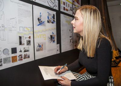 2017 Mhairi on judging duties at the Designers of Tomorrow